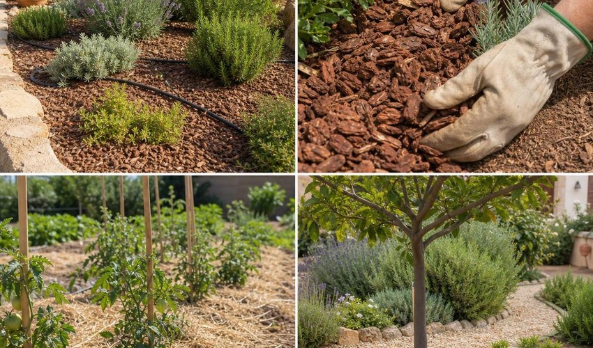 extender corteza de pino alrededor de plantas