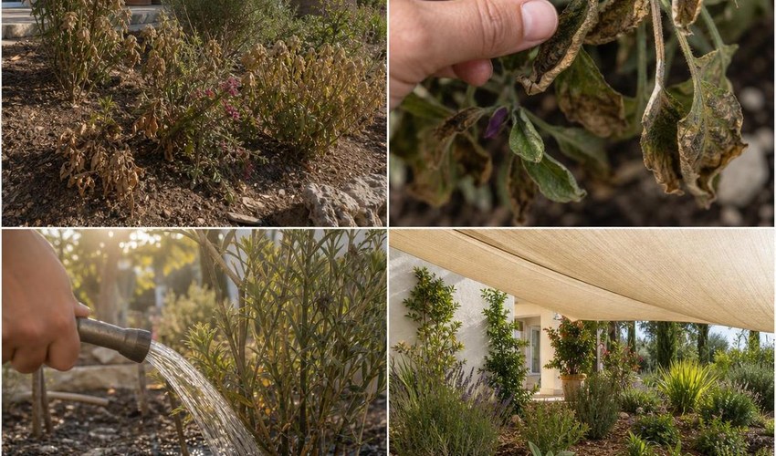 golpe de calor en plantas de jardín tras una ola de calor