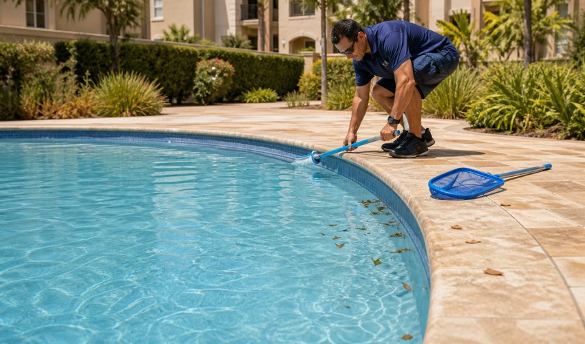 limpieza de la línea de agua para reducir restos antes del skimmer