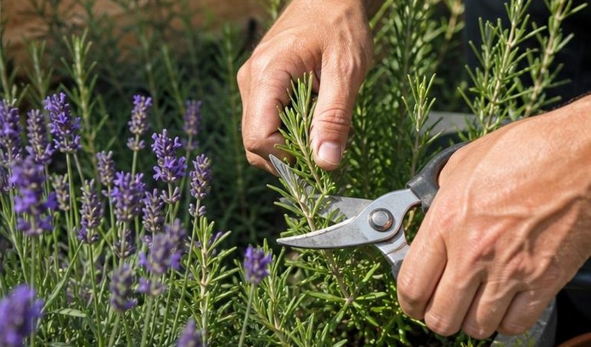 Poda ligera de aromáticas tras la floración poda ligera de romero y lavanda en verano